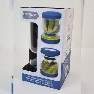 LEAKPROOF GLASS PICKLE AND OLIVE FLIP JAR JUICE SEPARATOR FROM WET AND DRY